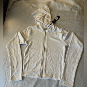 Fashion Nova Better Days crop hoodie white size small NWT